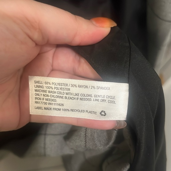 a New Day Grey and Black Plaid Blazer with Tortoise Button and Pockets - Picture 6 of 7